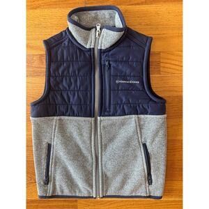 Vineyard Vines Quilted Fleece Vest Boys Size 7 Navy Grey Full Zip Puffer